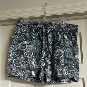 Joie High Waist Floral Shorts - Navy and White